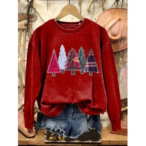 Women Christmas Crew Neck Printing Casual Spring/Fall Long Sleeve Sweatshirt
