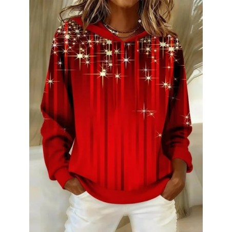 Women Christmas Spring/Fall Printing Long Sleeve Casual Daily Hoodie