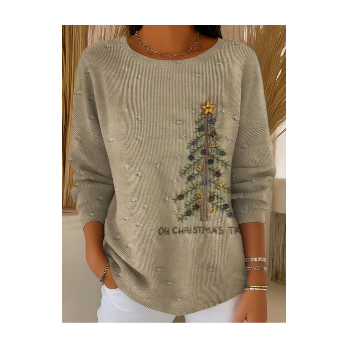 Women Christmas Printing Spring/Fall Casual Long Sleeve Crew Neck Sweater