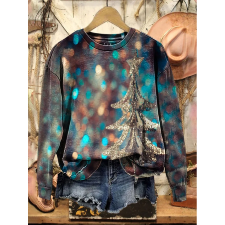 Women Christmas Crew Neck Printing Casual Spring/Fall Long Sleeve Sweatshirt