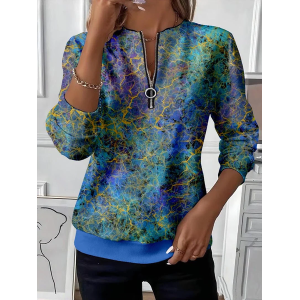 Women Abstract Crew Neck Printing Casual Spring/Fall Long Sleeve Sweatshirt