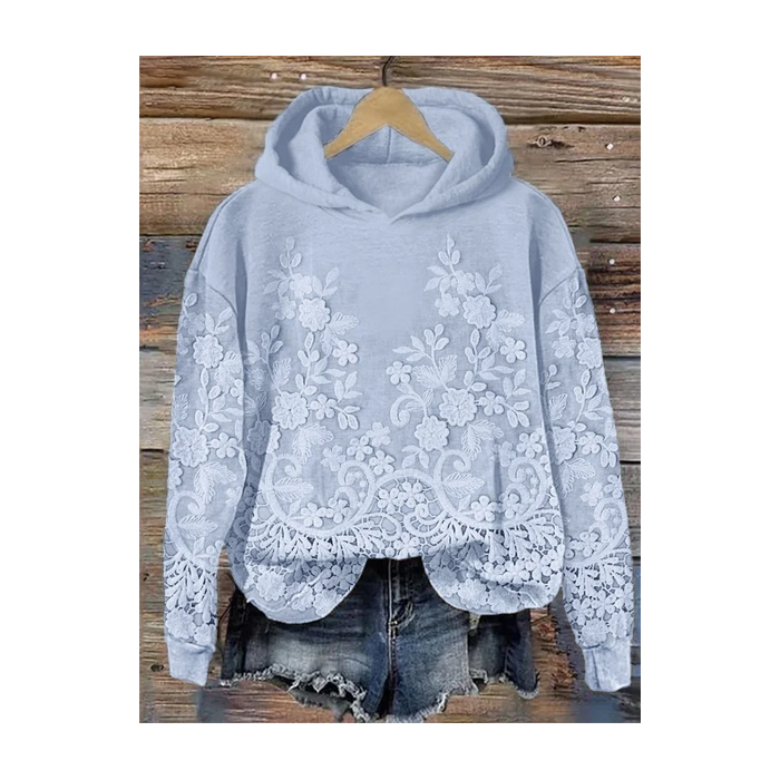 Women Floral Spring/Fall Printing Long Sleeve Casual Daily Hoodie