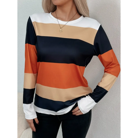 Women Striped Long Sleeve Tee T-shirt Crew Neck Printing Casual Spring/Fall Graphic Tee Top