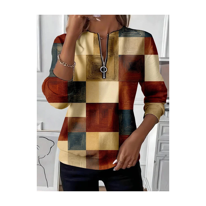 Women Abstract Crew Neck Printing Casual Spring/Fall Long Sleeve Sweatshirt