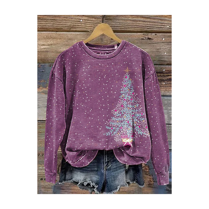 Women Christmas Crew Neck Printing Casual Spring/Fall Long Sleeve Sweatshirt