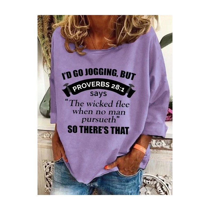 Women Text Letters Crew Neck Casual Spring/Fall Long Sleeve Sweatshirt