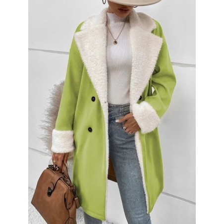 Women's Plain Winter Outerwear Casual Split Joint Mid-long Lapel Collar Overcoat