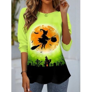 Women's Long Sleeve Tee T-shirt Spring/Fall Halloween Jersey Crew Neck Daily Going Out Casual Top