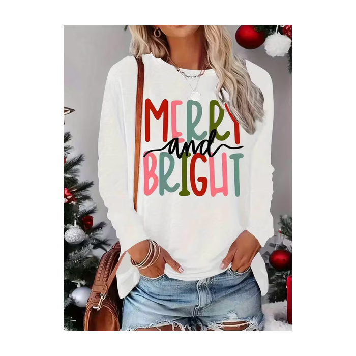Women Text Letters Long Sleeve Tee T-shirt Crew Neck Printing Casual Spring/Fall Graphic Tee Top