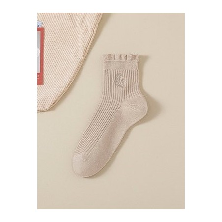 Cotton Embroidery Sweat-absorbent Trendy Japanese Style Cute Fungus Lace Mid-tube Women's Socks Breathable Pile Socks