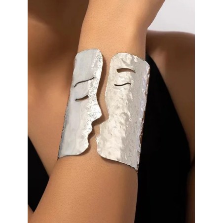 Valentine's Day Irregular Face Design Punk Cuff Bangle