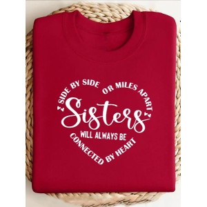 Women Text Letters Crew Neck Casual Spring/Fall Long Sleeve Sweatshirt