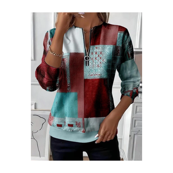 Women Abstract Crew Neck Printing Casual Spring/Fall Long Sleeve Sweatshirt