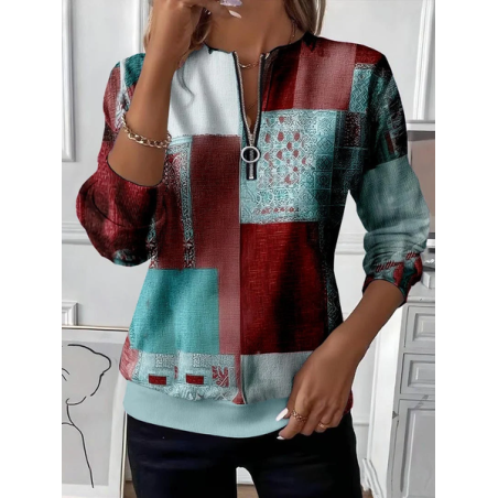 Women Abstract Crew Neck Printing Casual Spring/Fall Long Sleeve Sweatshirt