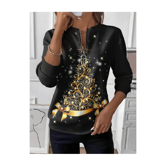 Women Christmas Crew Neck Printing Casual Spring/Fall Long Sleeve Sweatshirt