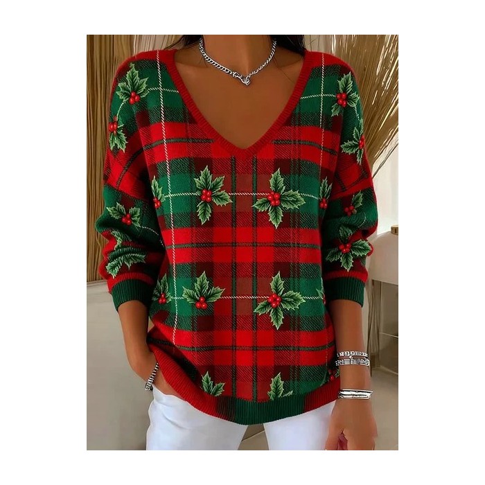 Women Floral Long Sleeve Tee T-shirt V Neck Printing Casual Spring/Fall Top