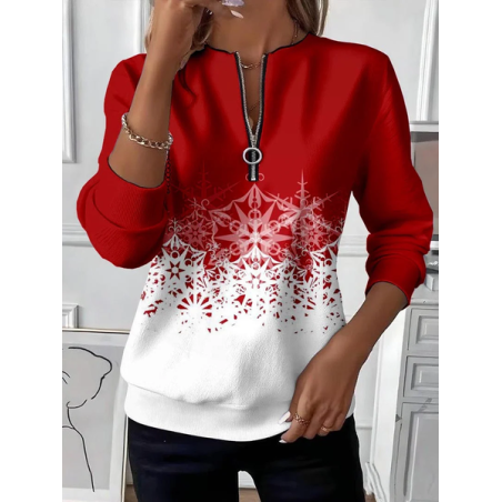 Women Christmas Crew Neck Printing Casual Spring/Fall Long Sleeve Sweatshirt
