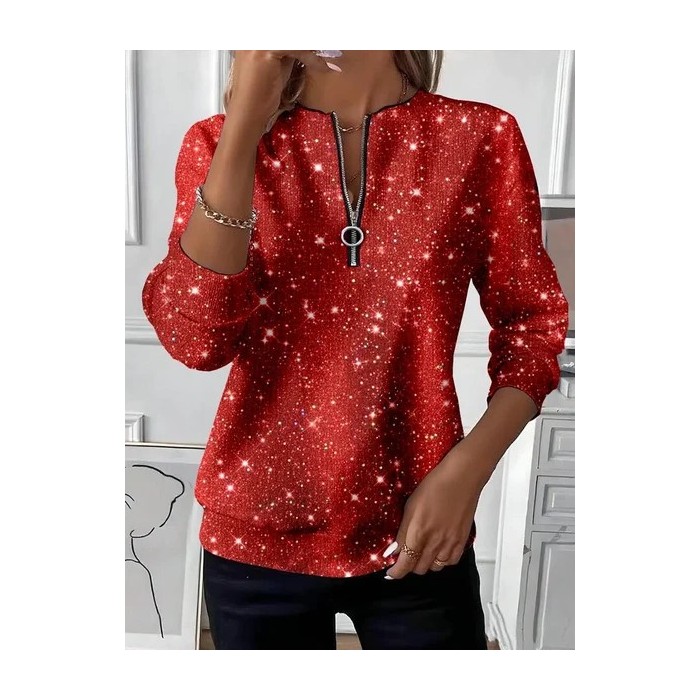 Women Christmas Crew Neck Printing Casual Spring/Fall Long Sleeve Sweatshirt