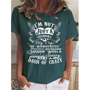 Women Text Letters Short Sleeve Tee T-shirt Crew Neck Casual Summer Top
