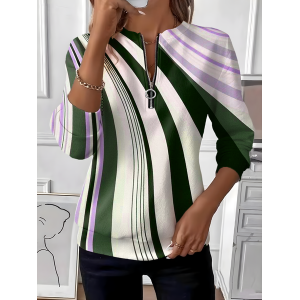 Women Striped Crew Neck Vintage Spring/Fall Long Sleeve Sweatshirt