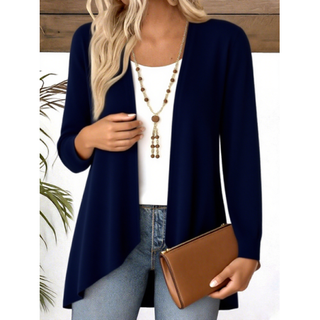 Women Plain Long Sleeve Blouse Spring/Fall V Neck Daily Casual Top