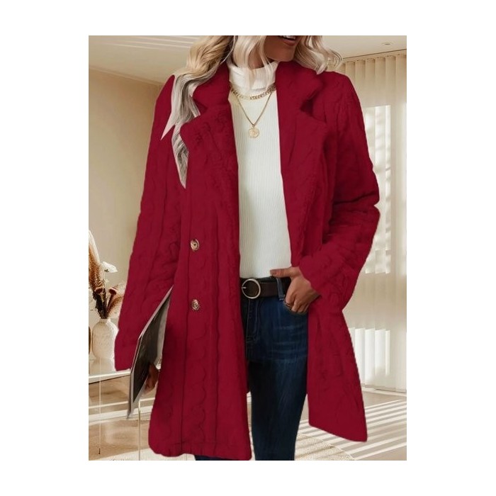Women's Winter Outerwear Casual Plain Long Sleeve Fleece Coat
