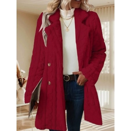 Women's Winter Outerwear Casual Plain Long Sleeve Fleece Coat