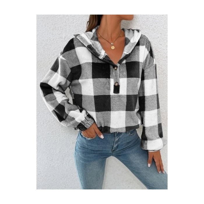 Women Geometric Hoodie Printing Vintage Spring/Fall Long Sleeve Sweatshirt