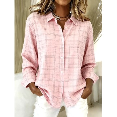 Women Geometric Long Sleeve Shirt Spring/Fall V Neck Daily Casual Top