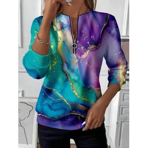 Women Abstract Crew Neck Printing Casual Spring/Fall Long Sleeve Sweatshirt