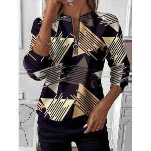 Women Abstract Crew Neck Printing Casual Spring/Fall Long Sleeve Sweatshirt