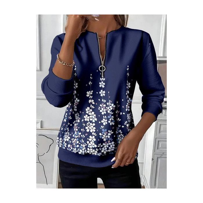 Women Floral Crew Neck Printing Casual Spring/Fall Long Sleeve Sweatshirt