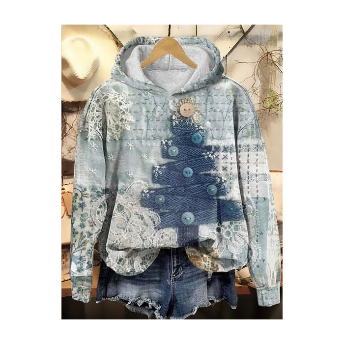Women Christmas Spring/Fall Printing Long Sleeve Casual Daily Hoodie