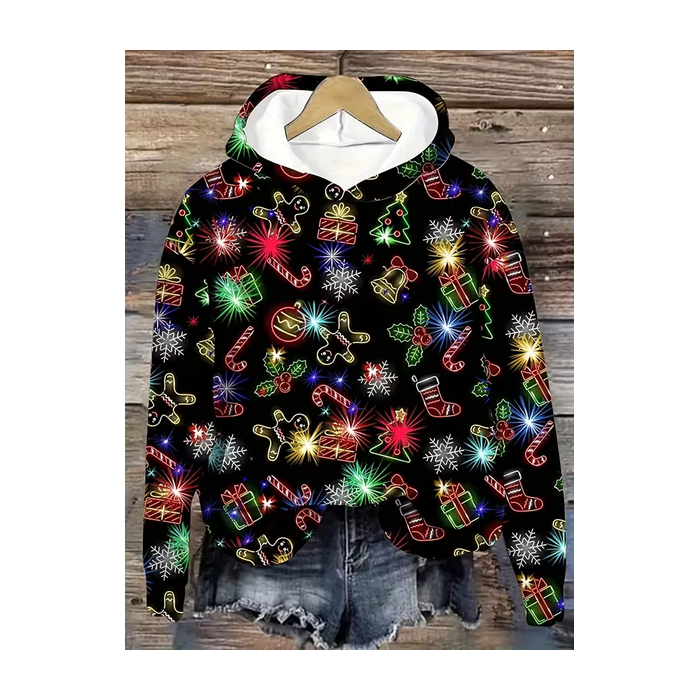 Women Christmas Spring/Fall Printing Long Sleeve Casual Daily Hoodie