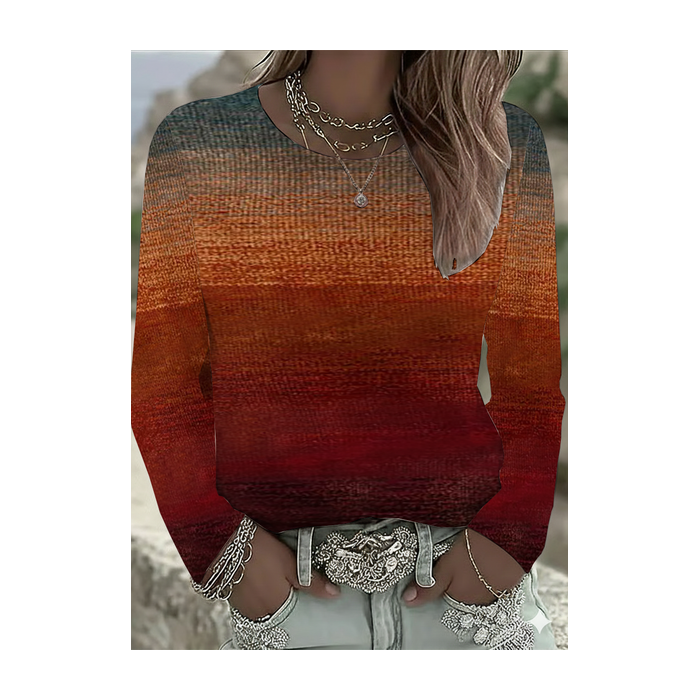 Women Abstract Long Sleeve Tee T-shirt Crew Neck Printing Casual Spring/Fall Graphic Tee Top