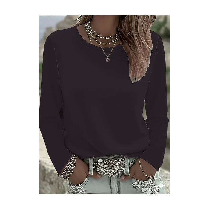 Women Plain Long Sleeve Tee T-shirt Crew Neck Printing Casual Spring/Fall Graphic Tee Top