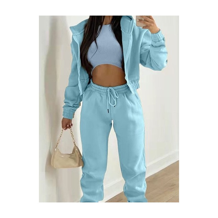 Women Plain Split Joint Matching Outfit Commuting Long Sleeve Casual Spring/Fall Multi-Piece Set Matching Set