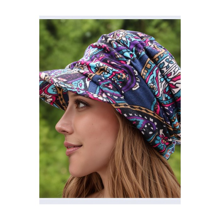 Plush New Ethnic Style Floral Hat Women's Korean Style Soft Brim Cap Spring Autumn Winter Cloth Hat Baseball Cap