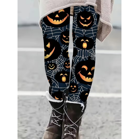 Women Halloween (pumpkin) Casual All Season Printing Long Leggings