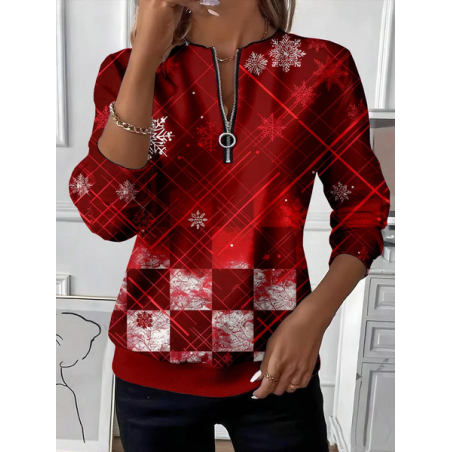 Women Christmas Crew Neck Printing Casual Spring/Fall Long Sleeve Sweatshirt