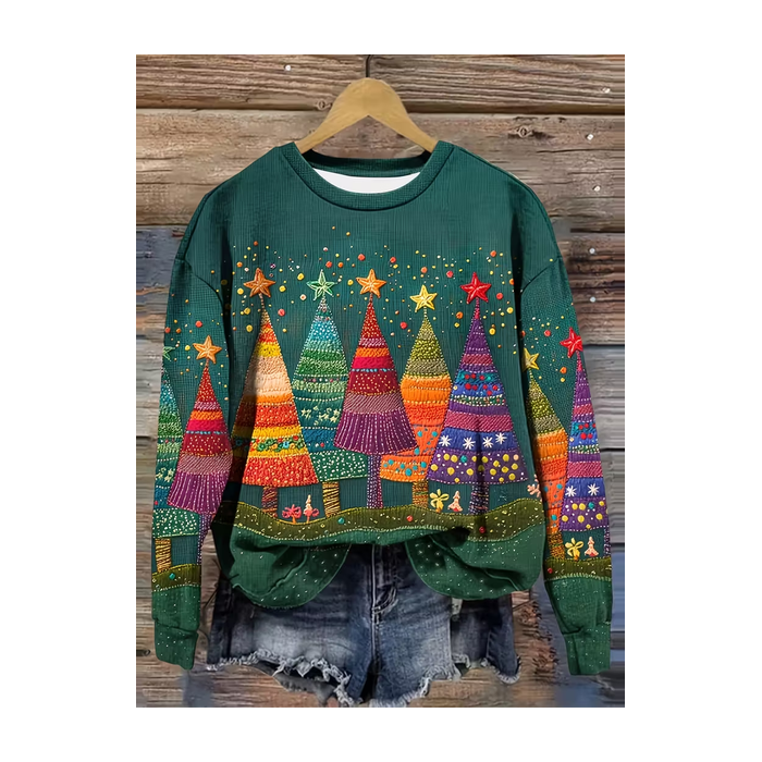 Women Christmas Crew Neck Printing Casual Spring/Fall Long Sleeve Sweatshirt