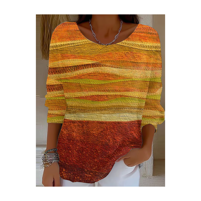 Women Abstract Printing Spring/Fall Casual Long Sleeve Crew Neck Sweater