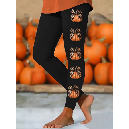 Women Halloween (pumpkin) Casual All Season Printing Long Leggings