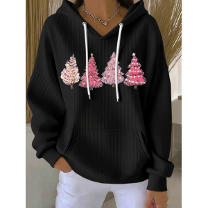 Women Christmas Spring/Fall Printing Long Sleeve Casual Holiday Hoodie
