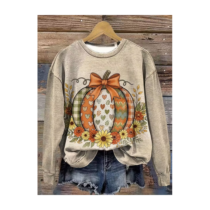 Women Floral Crew Neck Printing Casual Spring/Fall Long Sleeve Sweatshirt