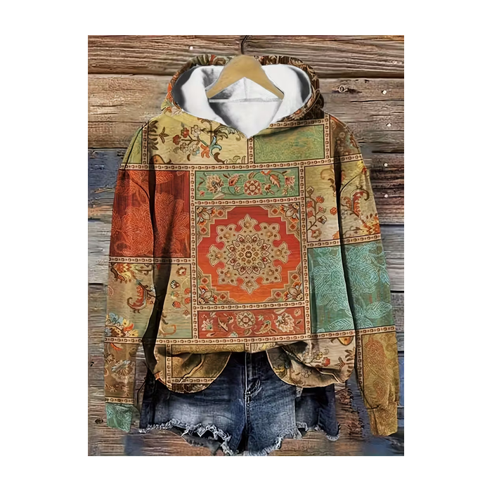 Women Ethnic Spring/Fall Printing Long Sleeve Casual Daily Hoodie