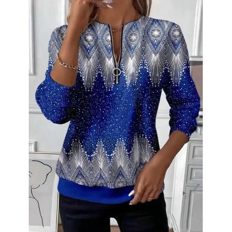 Women Abstract Crew Neck Printing Casual Spring/Fall Long Sleeve Sweatshirt