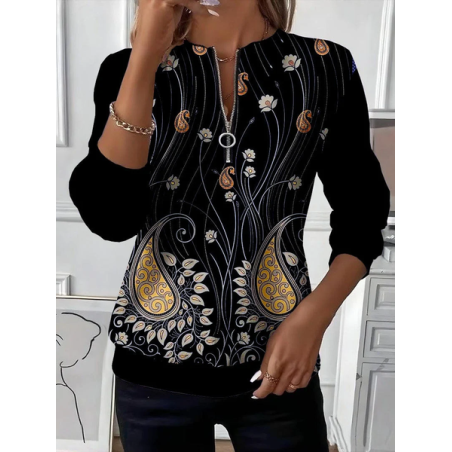 Women Floral Crew Neck Printing Casual Spring/Fall Long Sleeve Sweatshirt