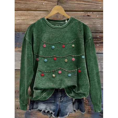 Women Christmas Crew Neck Printing Casual Spring/Fall Long Sleeve Sweatshirt