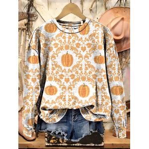Women Floral Crew Neck Printing Casual Spring/Fall Long Sleeve Sweatshirt